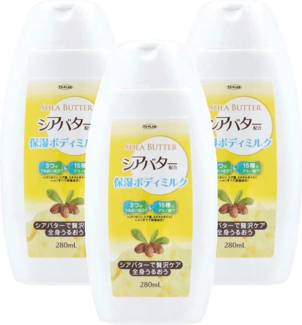 투플랜 시어버터 바디 밀크, 3개, 280ml - 쿠팡