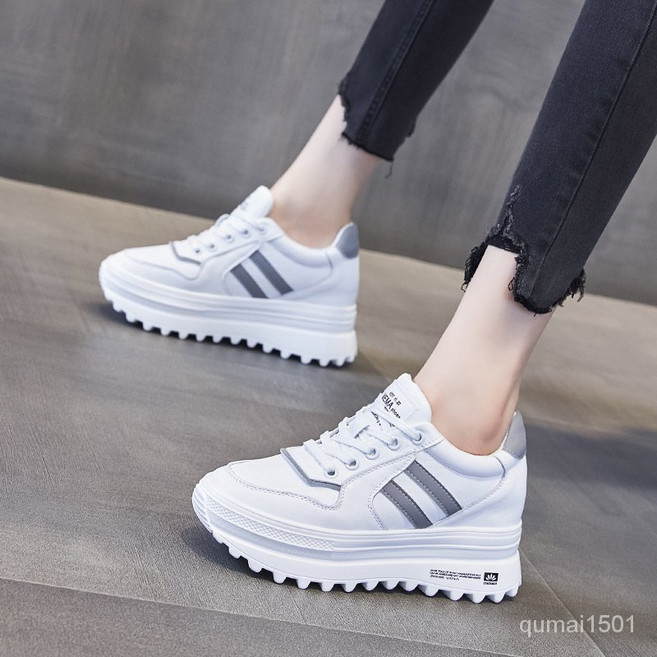 여성 키높이 운동화 속높이 화이트 스니커즈 발편한 여자 소가죽 신발