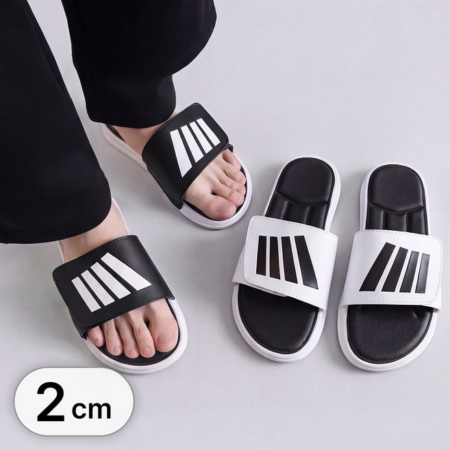 루크 남녀공용 벨크로 슬리퍼 남성 여성 커플 사무실 실내화 외출용 스포츠 슬라이드 샌들 발편한 사이즈 조절 가능한 신발 2cm