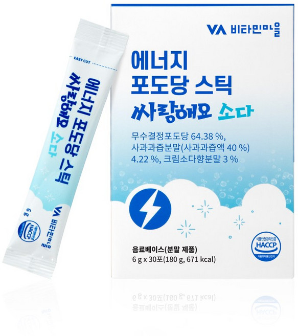 비타민마을 에너지 포도당 스틱 싸랑해요 소다 30p, 180g, 1개