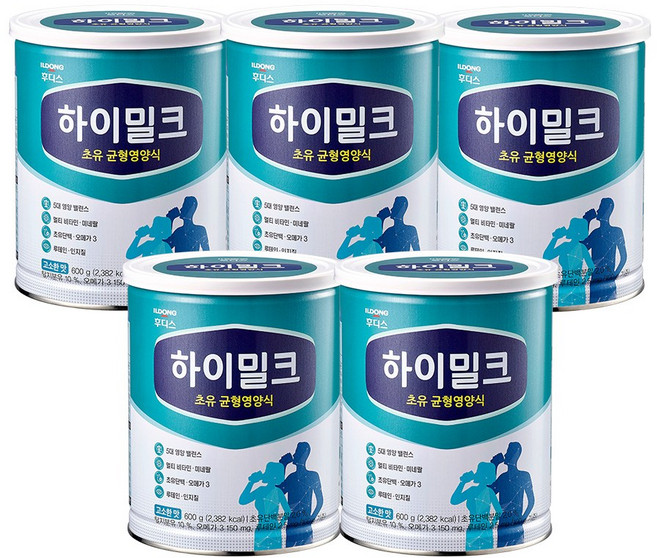 후디스 하이밀크 초유 균형영양식, 600g, 5개