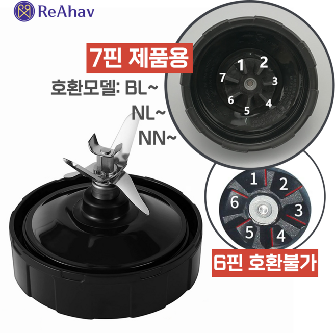 레아하브 핀블레이드 닌자 NINJA 호환 블렌더 믹서기날, [7핀] B모델+N모델