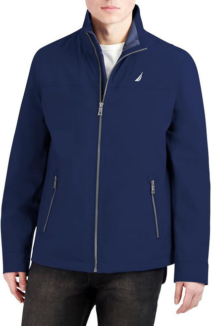 Nautica 남성용 경량 윈드브레이커 스트레치 애슬레틱 아웃도어 풀 지퍼 봄버 골프 재킷 블랙. 트리플엑스 톨