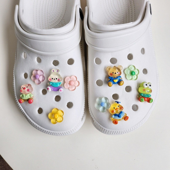 10P 반짝반짝 동물 꽃 신발 파츠