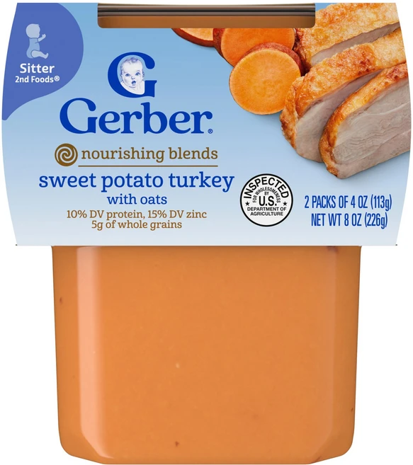 Gerber 2nd Foods® 영양 공급 혼합물 시터 고구마 칠면조 귀리 함유 2팩 각 113g(4oz) Gerber (거버), Gerber, 2nd Foods®, 영양 공급 혼합물 - 쿠팡