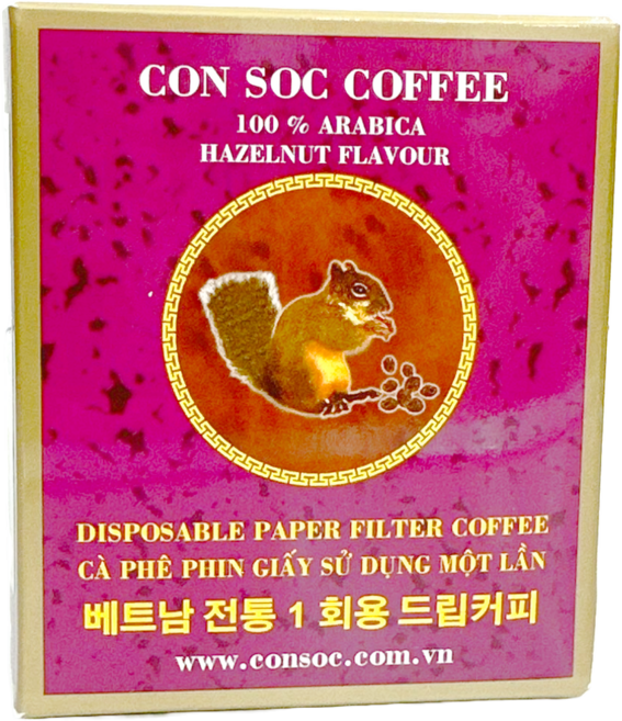 [콘삭/ 다람쥐]PT70/ 베트남 프리미엄 원두 커피/ 아라비카/ 헤이즐넛/ 필터형/선물/ 10개입, 1박스