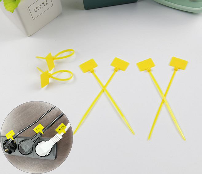 케이블타이 선정리 네임택 메모 이름표 사각 노랑 선마커 전선정리 코드정리 USB정리