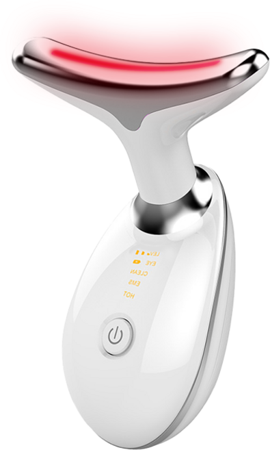 keka 갈바닉 얼굴 목 마사지기 45도 온열 LED EMS미세전류 이온도입 감응식 음파 진동 USB충전식, keka-4002 화이트