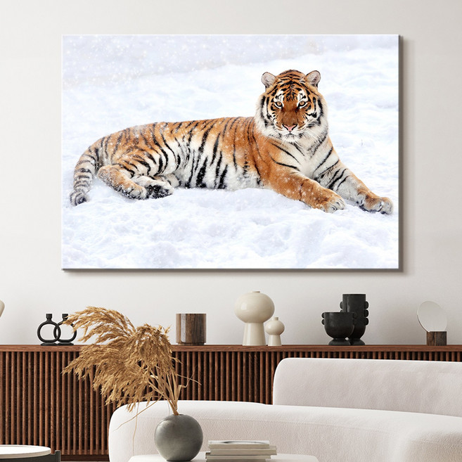 더 아트 컴퍼니 우리 집 지켜주는 성공하는 액운방지 수맥차단 액운막는 황호 백호 호랑이 사업운 금전운 명예운 재물운 와이드 사진 그림 액자 47종 (24-47), 31. 순백설원 호랑이