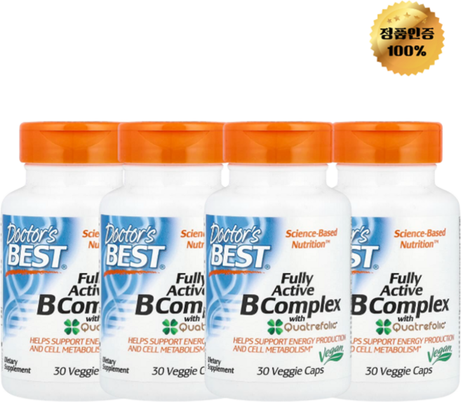 2+2 닥터스 베스트 완전 활성 비타민B 복합체 베지 캡슐 30정, 4개