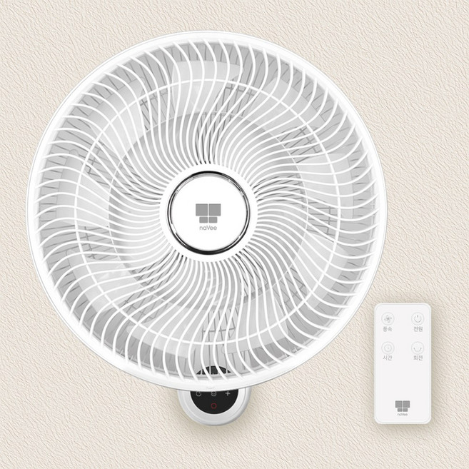 나비 스톰 저소음 14엽 서큘레이터형 벽걸이 선풍기 자동회전 타이머 터치식 리모컨, NV207-WFAN10