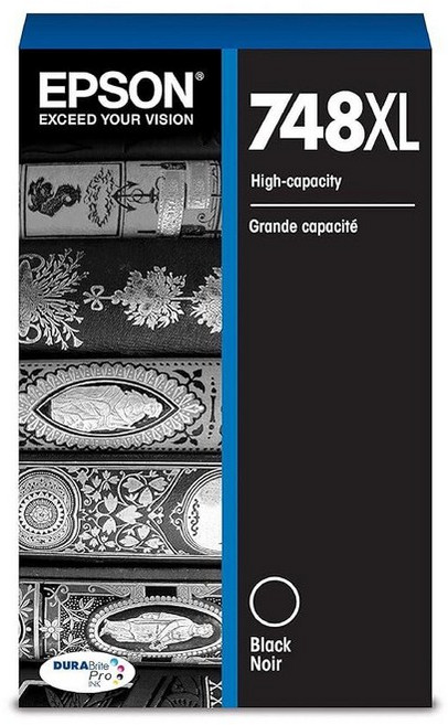 EPSON 748 DURABrite Pro Ink 대용량 시안 카트리지T748XL220 WorkForce WF-6530 WF-6530 6590 8590 6090 8090, 블랙
