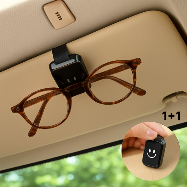 심바로 차량용 썬바이저 안경 선글라스 보관 거치대, 2개, 블랙