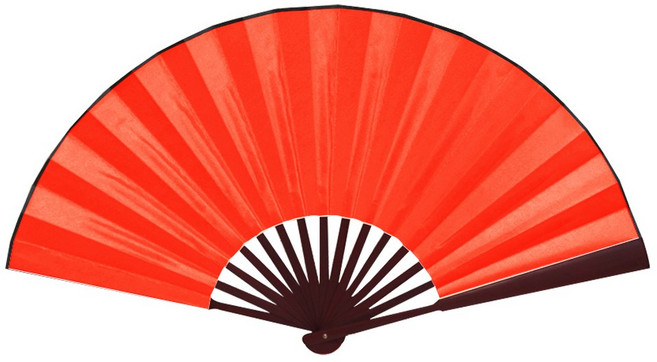 레드색상 그림 (실크 대나무부채 D타입 대형-B형 레드) 접이식 산수화 풍경 전통 수채화 나무 부채, 레드, 1개