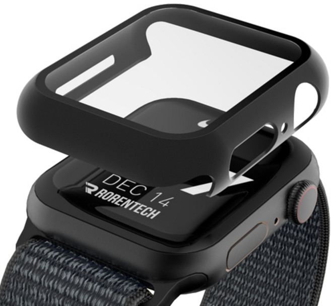 로랜텍 애플워치 호환 풀커버 강화유리 액정보호 케이스, 블랙, 1개