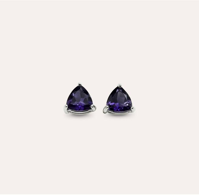 [安珠] 堇青石 藍色 三角 5mm 耳環 經典系列 Triangle E 寶石銀飾 AND JEWEL