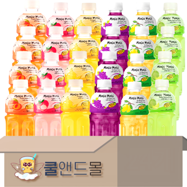 [쿨앤드몰] 모구모구 6종혼합 (복숭아+리치+파인애플+포도+망고+멜론), 320ml, 24개