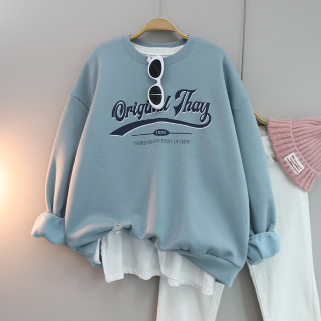 달콩 여성 기모맨투맨 빅사이즈 겨울티 포인트뷰오버핏맨투맨(기모)