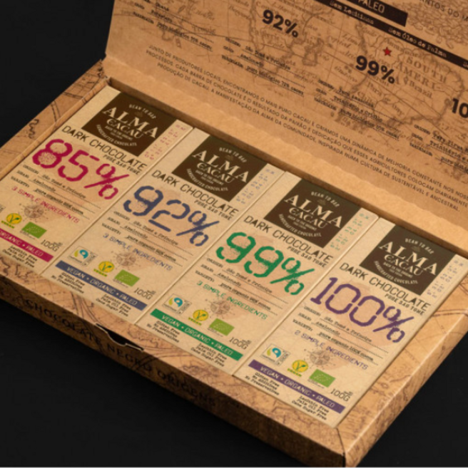 알마카카우 공정무역 유기농 다크초콜릿 4종 선물세트, 4개, 100g
