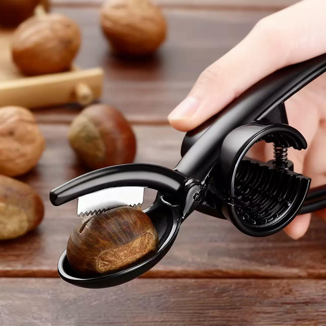 독일 기술 1/1+1 스텐 밤 까는 기계 가정용 밤깍는 도구 호두 생밤 껍질 까는 가위 손쉽게 밤껍질 제거 주방 필수품, 1개, 블랙