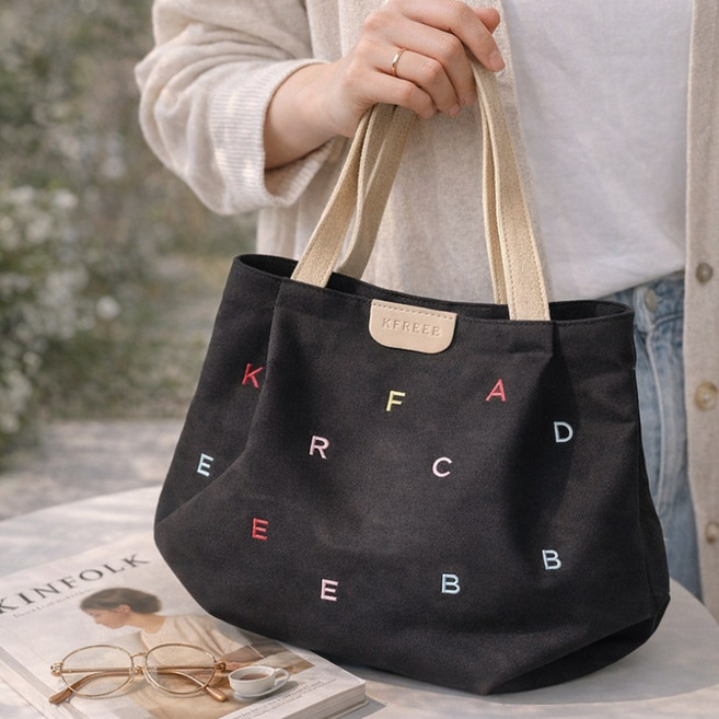 지구오필리아 레터링 캔버스백 데일리 토트백 숄더백 가방 에코백