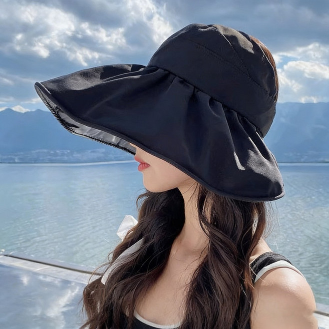 S.S.N 여성용 와이드 썬햇 자외선차단 여름 모자 반개방 통풍 햇빛가리개