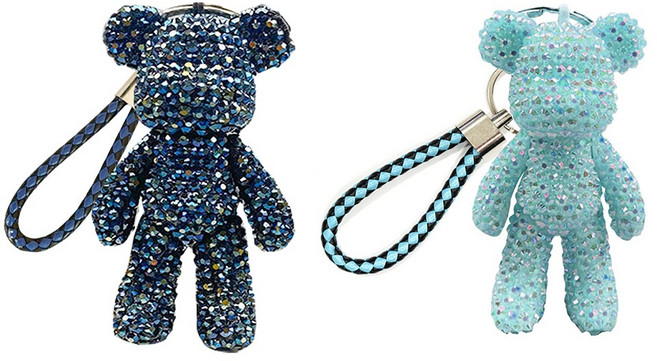 DIY 보석십자수 비즈큐빅 곰돌이키링 만들기(1+1)세트, 8.블루+민트, 1개