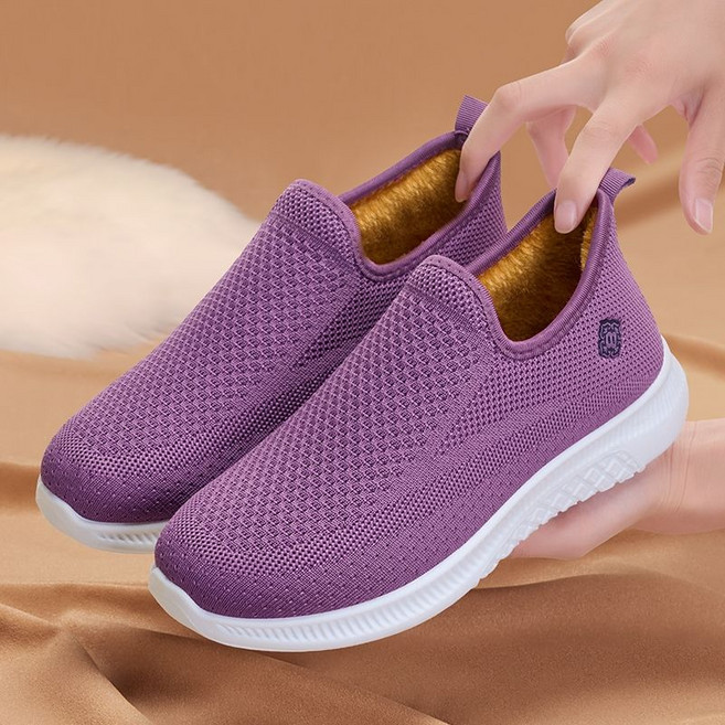 여성 기모 앵클 부츠 가을 겨울 심플 보온 부츠 소프트 방한화 캐주얼 미끄럼 방지 엄마 워커 면화 RSH