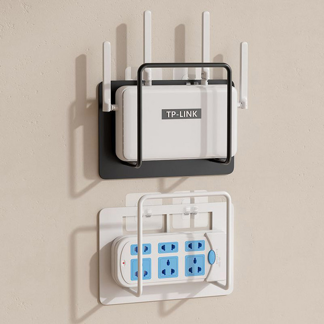 제로앤나인 공유기 정리대 2P 무타공 셋톱박스 거치대, 1세트, 블랙1P+화이트1P