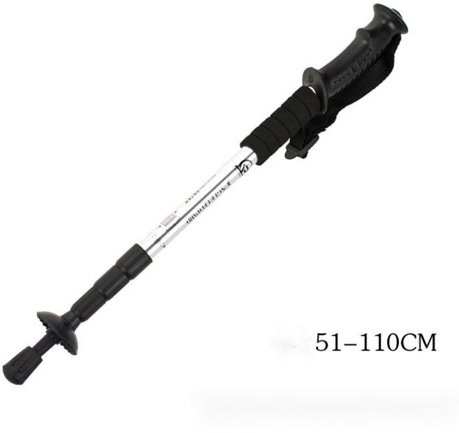 야외 등반 스틱 지팡이 지팡이 알루미늄 합금 텔레스코픽 스틱 등반 장비, 4 섹션 스트레이트 생크 흰색 52-110CM, 4 개의 직선 핸들 흰색 52-110CM, 1개