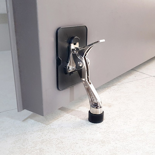 무타공 현관문 도어스토퍼 아크릴점착 강력고정 블랙, 1개