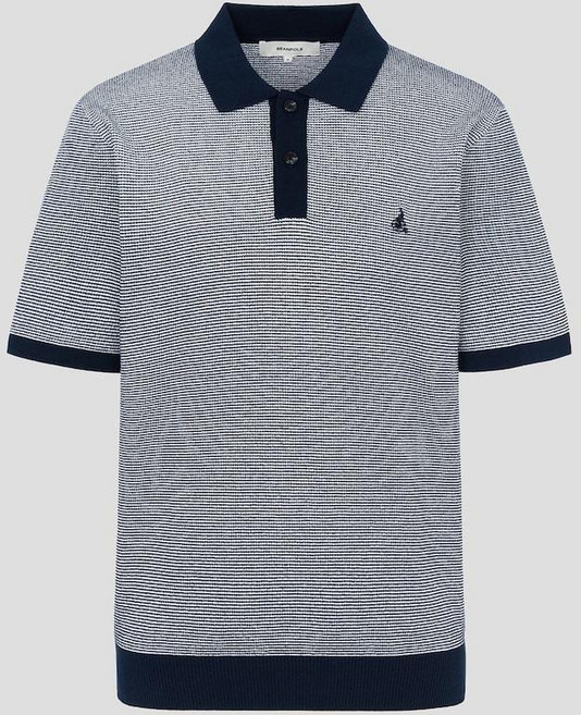 [국내백화점] 빈폴 26SS 투톤 텍스쳐 칼라넥 니트 - 네이비 카라니트 반팔니트 여름니트 남성니트