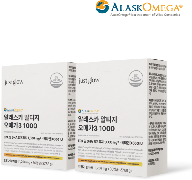 저스트글로우 알래스카 알티지 오메가3 1000, 2개, 30정