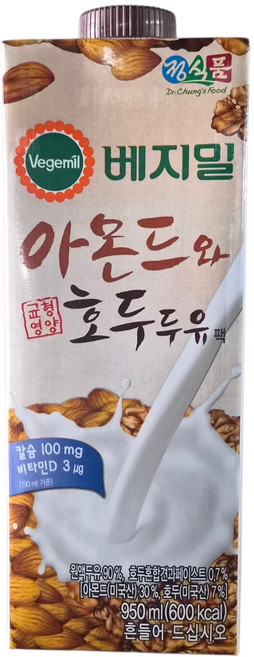 베지밀 아몬드와 호두 두유, 950ml, 4개