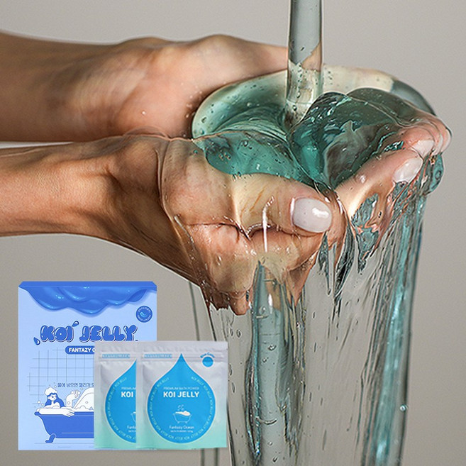 젤리 입욕제 슬라임 목욕놀이 커플 입욕젤 호캉스-코이젤리 1BOX ( ), 판타지오션(블루), 200g, 1개