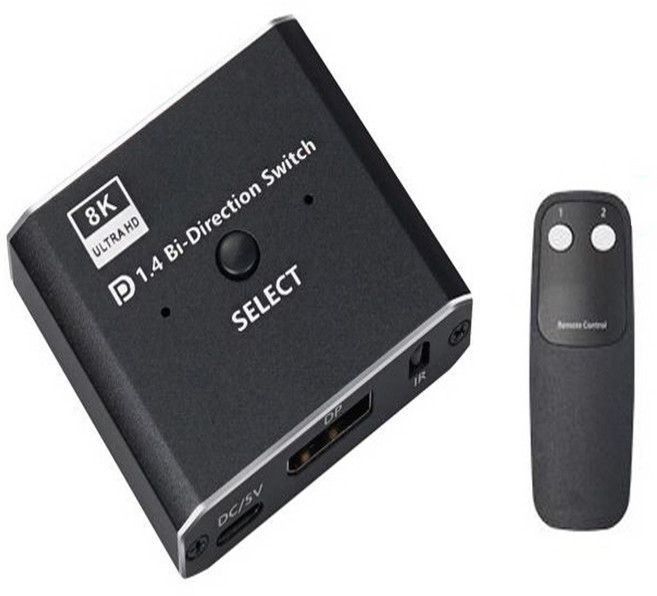 UHD 8K DP 양방향 모니터선택기 디스플레이포트 셀렉터 C타입전원 화면전환 노트북 영상공유기 스위치, 1개