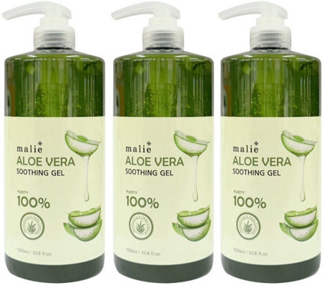 올레이디 마리에 알로에베라 수딩젤 순도 100% 대용량 1000ml 알로에겔 수분 진정 보습 크림, 3개, 1L