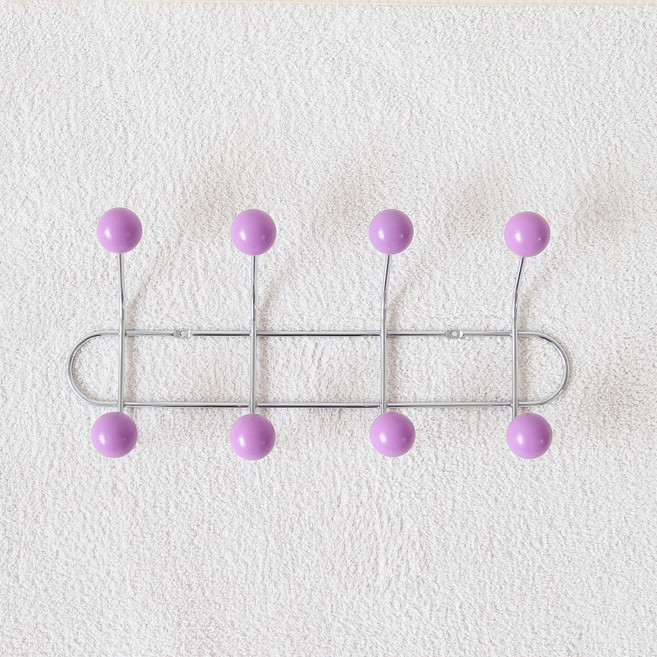 컬러볼 코트랙 붙이는 옷 모자 걸이 부착 행거 8구, 1개, 컬러볼코트랙 8구 - 퍼플