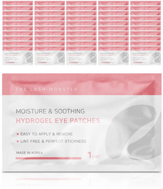 래쉬몬스터 하이드로겔 속눈썹연장 아이패치 보풀없는 촉촉한 젤패치, 2개입, 50개