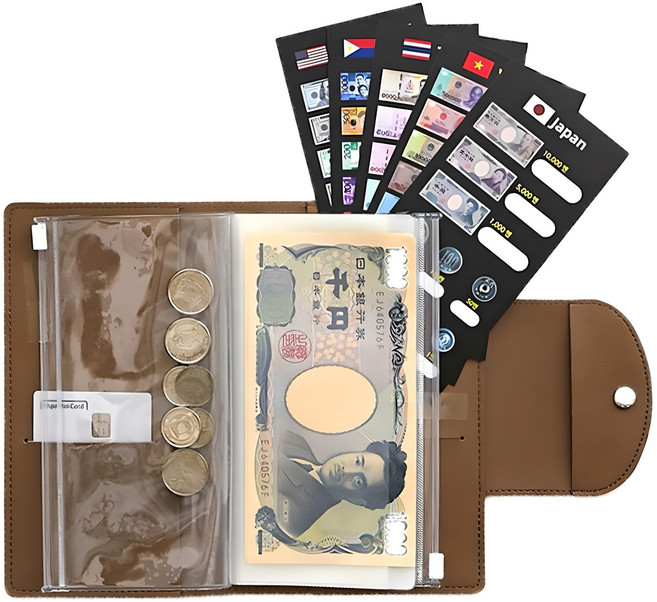 퍼니메이드 여권수납 가죽 베트남 일본 동지갑 & 동전지갑 + 환율표 5종 세트