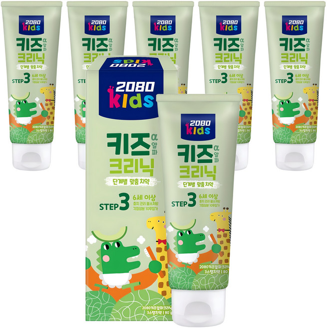 2080 키즈알파크리닉 3단계 치약, 80g, 6개