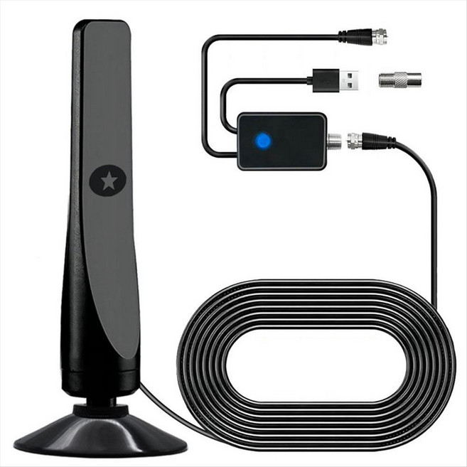 신호 증폭기가 있는 4K/1080P HD 디지털 TV 안테나 HDTV 수신용 넓은 범위 DVB-T2 안테나 홈 TV 공중, Black, 1개, 검은색