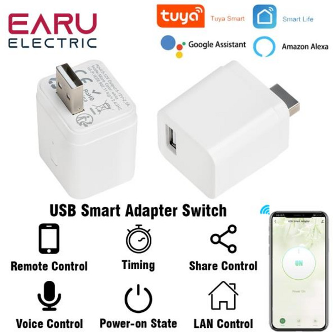 Tuya 와이파이 스마트 마이크로 USB 어댑터 스위치 타이머 5V 미니 전원 어댑터 홈용 알렉사 헤이 구글 앨, 1개