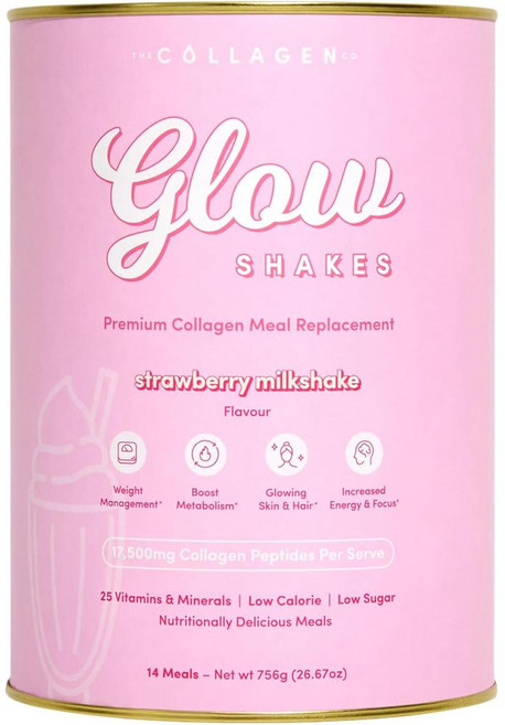 호주 더콜라겐코 The Collagen Co. Glow Shakes Collagen 글로우 쉐이크 콜라겐 스트로베리 밀크쉐이크 파우더, 1개, 756g