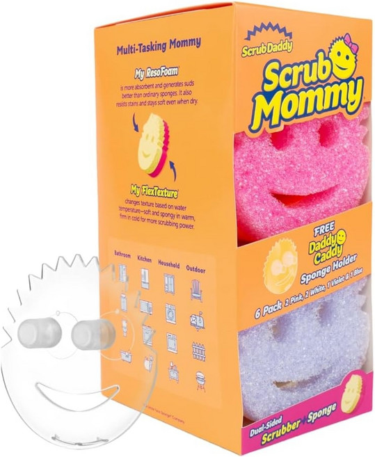 스크럽대디 Mommy Kitchen Sponges 스펀지 6개+캐디 홀더 1개