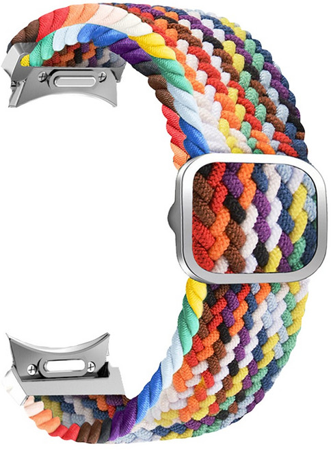 더조은셀러 원터치 버튼 멀티 브레이드 밴드 스트랩 시계줄, 레인보우