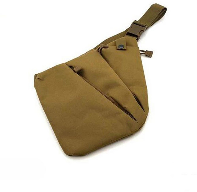 전술 보관 총 가방 좌우 어깨 은폐 권총 운반 야외 도난 방지, 색상: 1. Tan Bag In Right