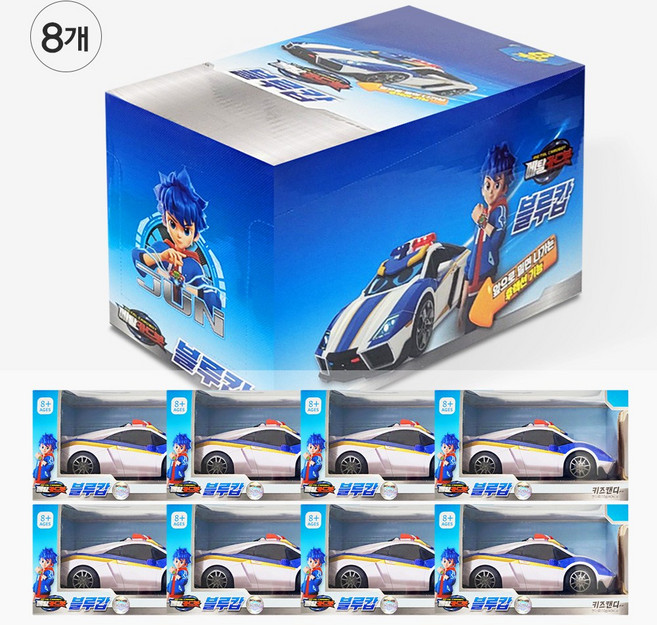 메탈카드봇 블루캅 경찰 자동차 8개 키즈캔디 미니카, 1개