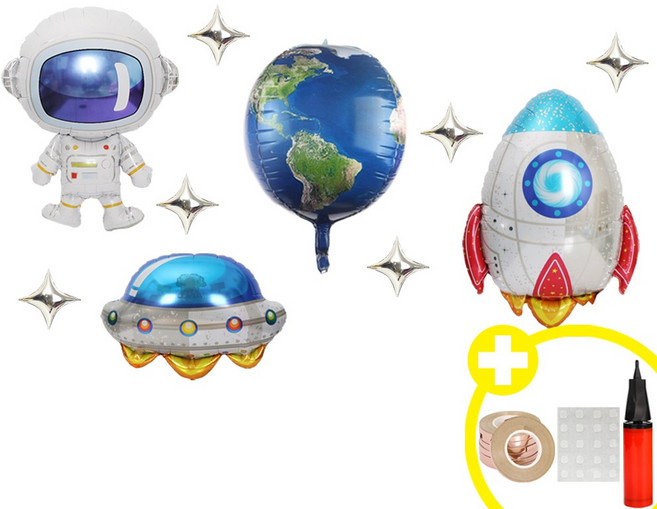 스페이스 파티 로켓 우주인 우주감성 테마 생일 가랜드 파티 헬륨가스 풍선 발표회 인생샷 포토존 연출템 6옵션 [에브리띵스마일], 우주 풍선, 1세트