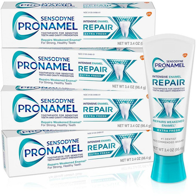 Sensodyne Pronamel 민감한 치아용 인텐시브 에나멜 리페어 치약 에나멜 강화 및 강화 엑스트라 프레시 - 96.4g(3.4온스) (4팩)